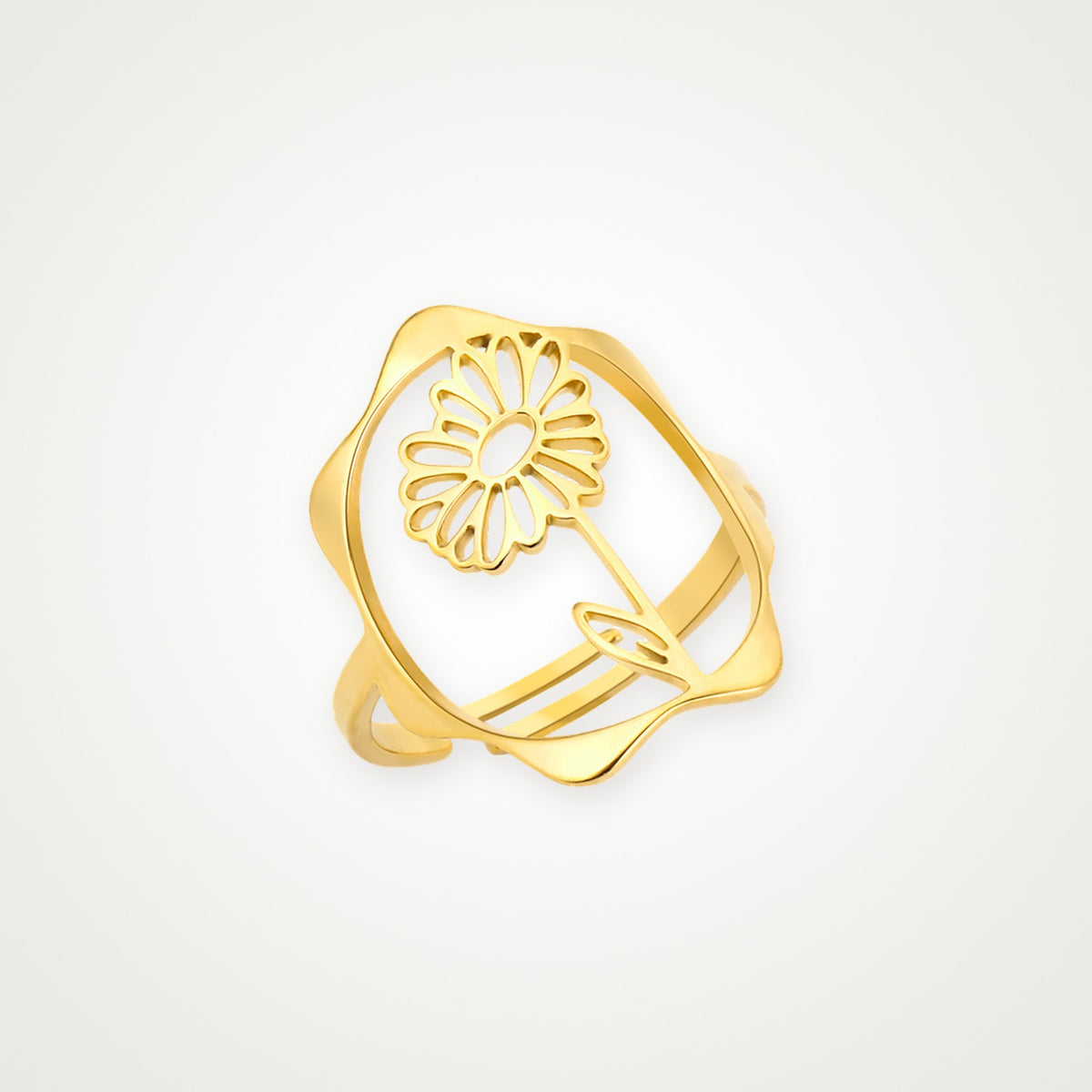 Anillo Flor de nacimiento dorado Abril (margarita)