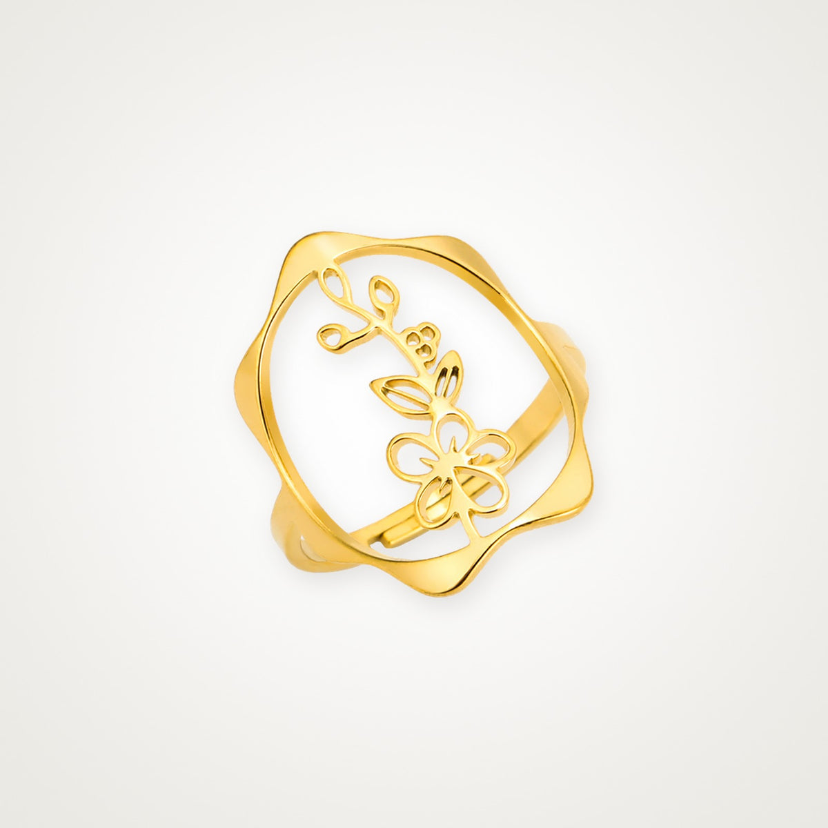 Anillo Flor de nacimiento dorado Mayo (espino)
