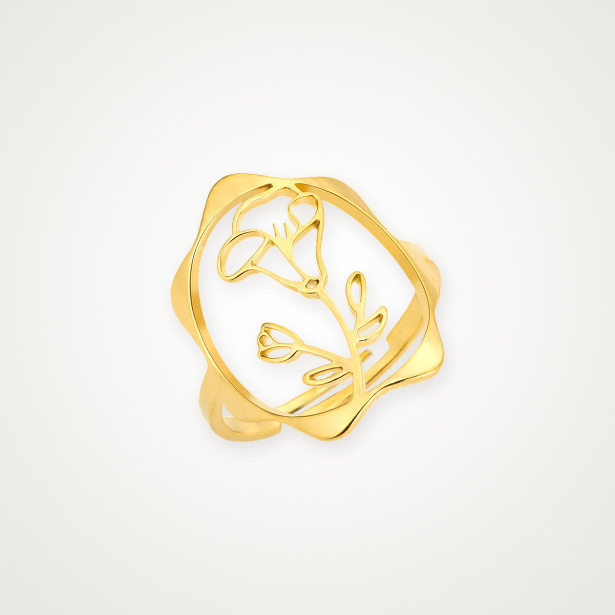 Anillo Flor de nacimiento dorado Septiembre (campanilla)