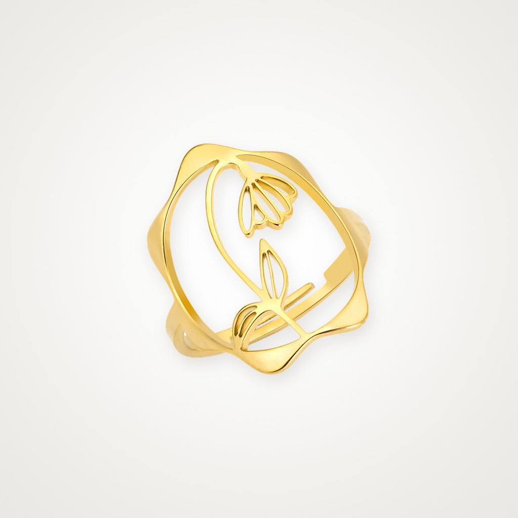 Anillo Flor de nacimiento dorado
