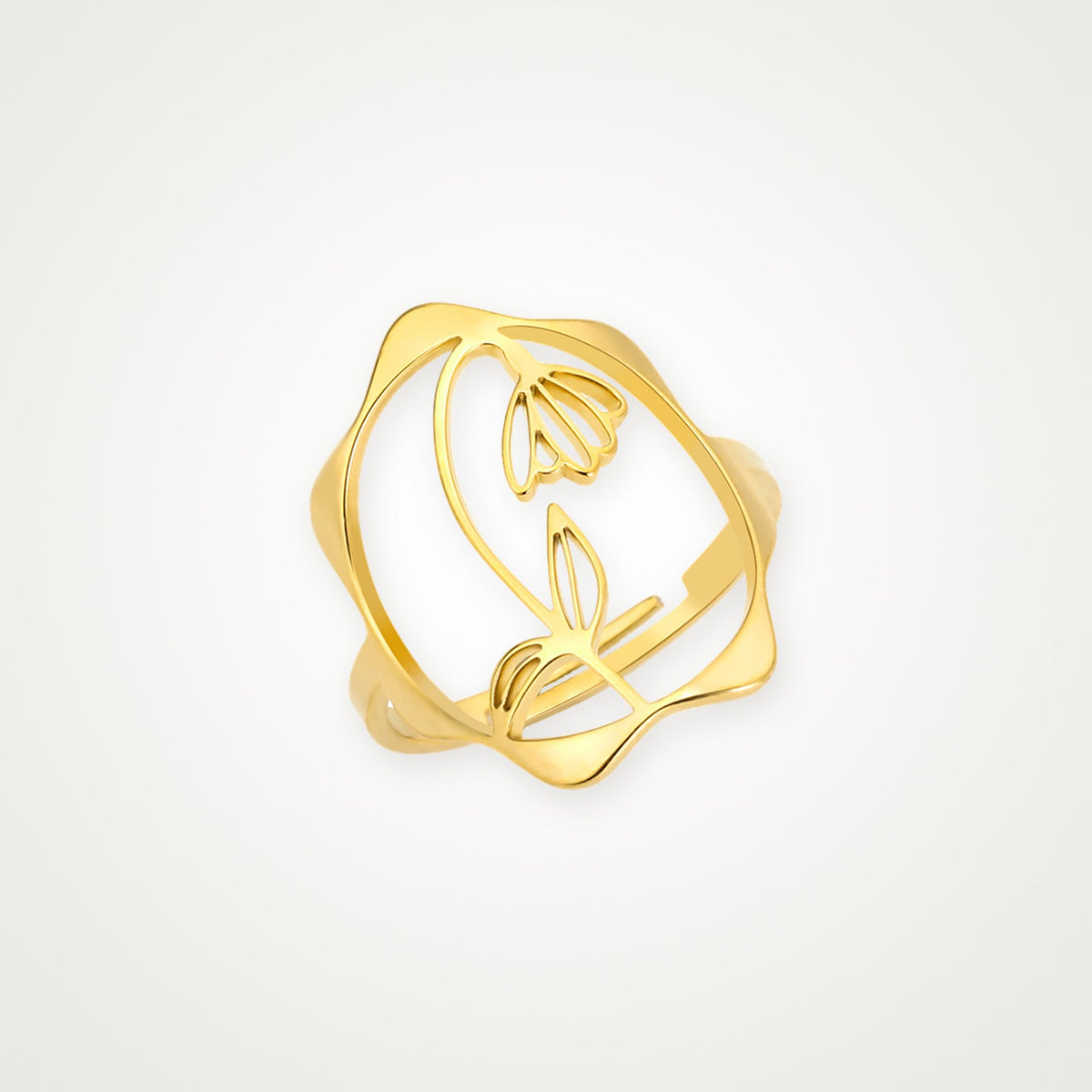 Anillo Flor de nacimiento dorado