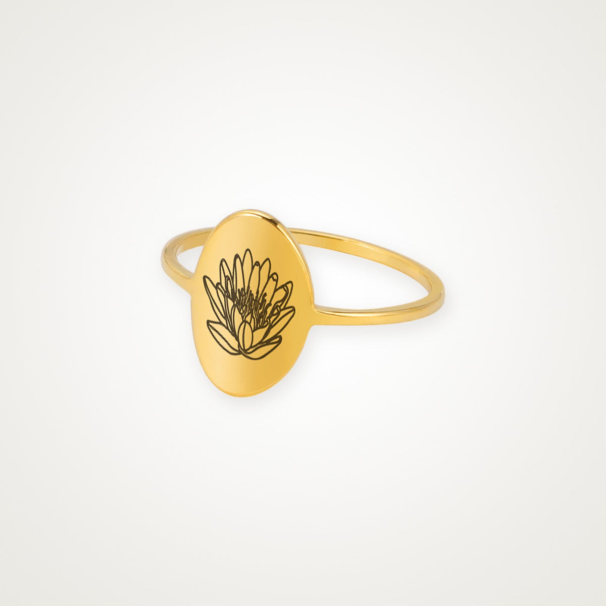 Anillo Flor de tu mes dorado Julio (nenúfar) 7
