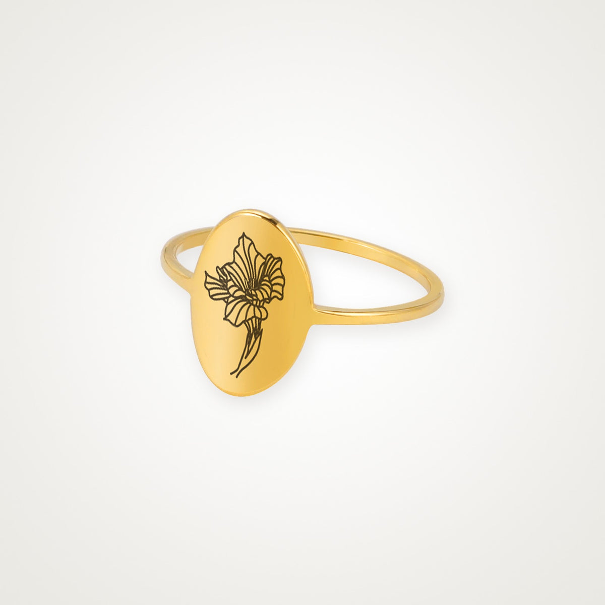 Anillo Flor de tu mes dorado Agosto (gladiola) 7