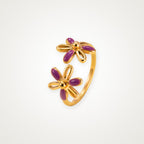 Anillo Flores moradas dorado