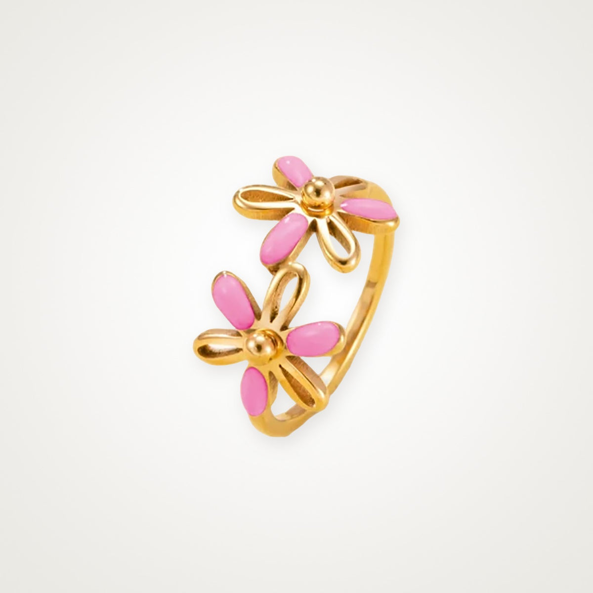 Anillo Flores rosas dorado