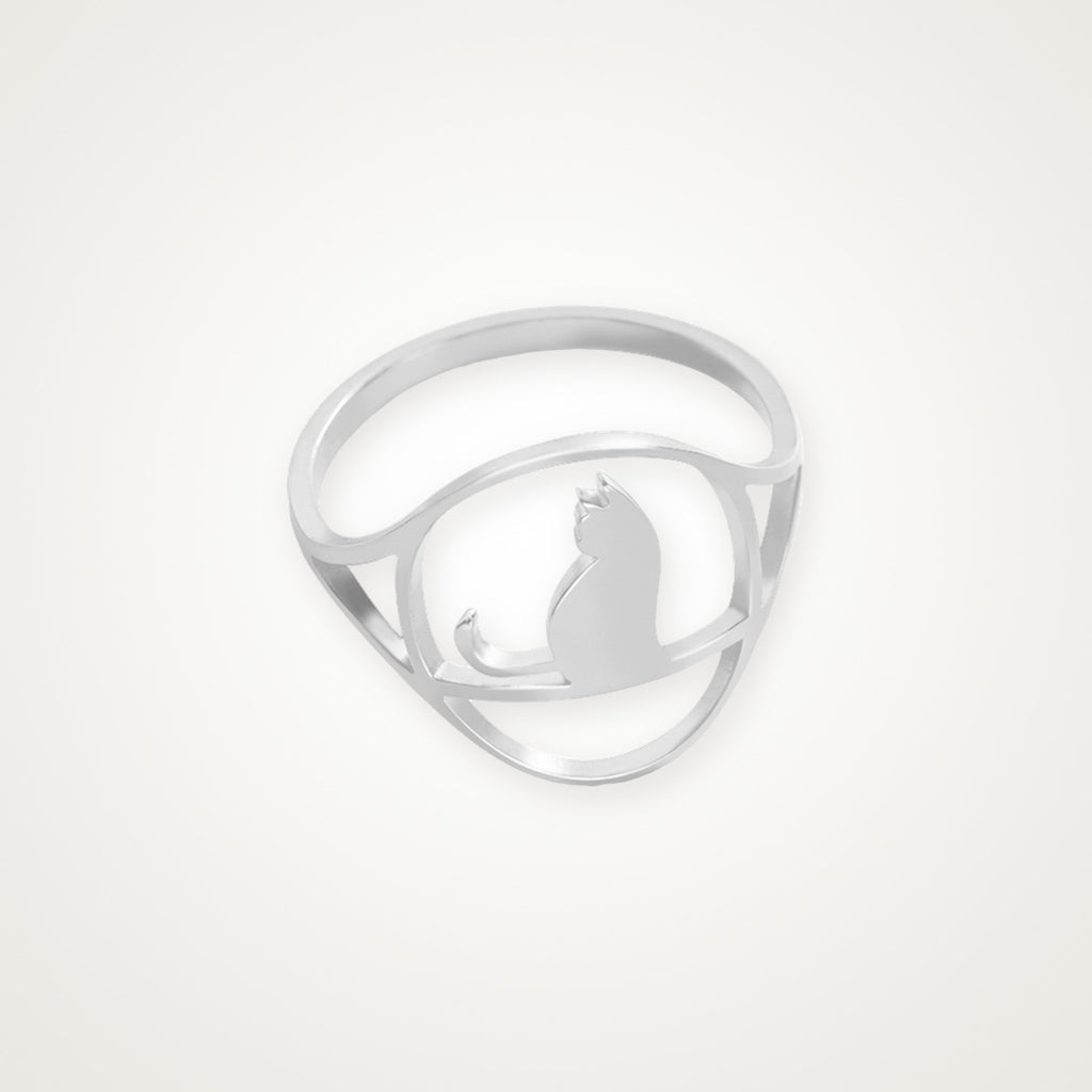 Anillo Gatito curioso plateado