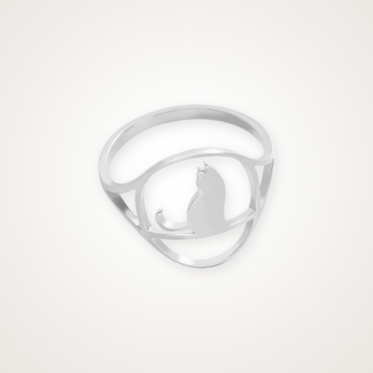 Anillo Gatito curioso plateado