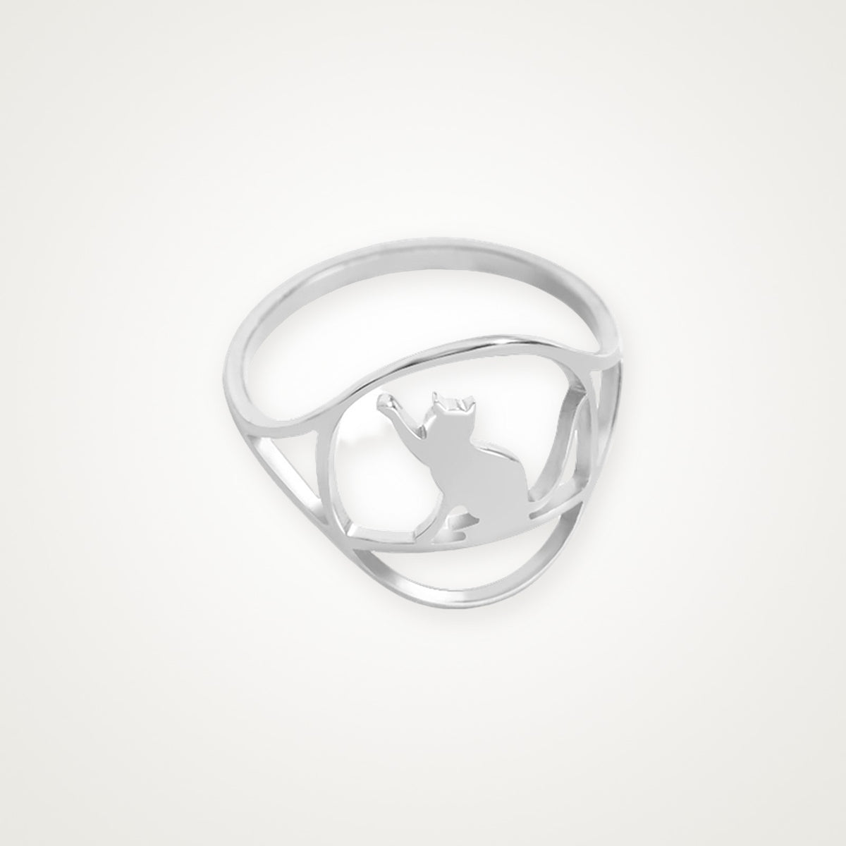 Anillo Gatito juguetón plateado