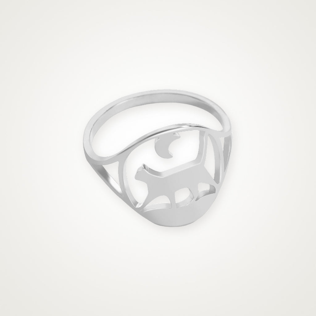 Anillo Gato caminando plateado