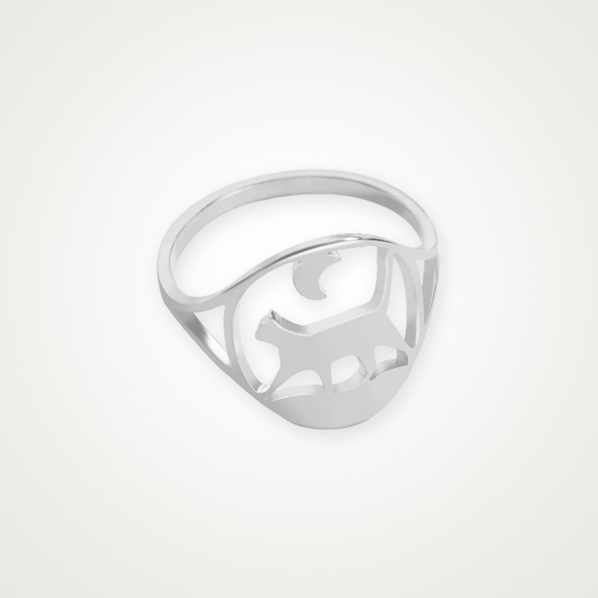 Anillo Gato caminando plateado