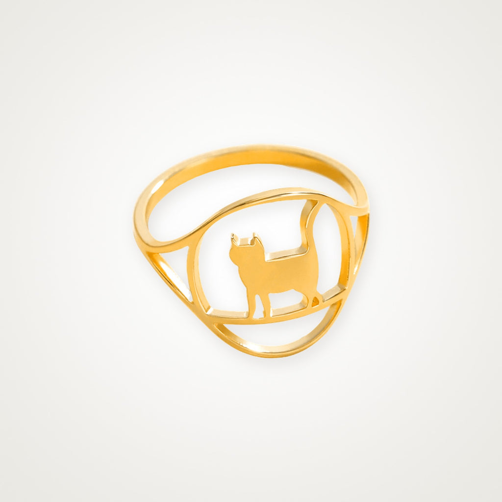 Anillo Gato de pie dorado