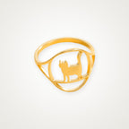Anillo Gato de pie dorado