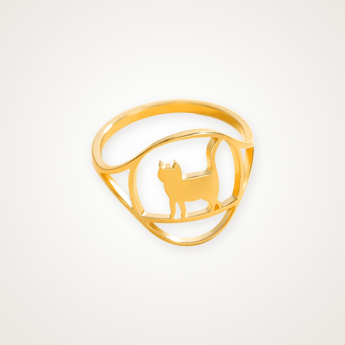 Anillo Gato de pie dorado