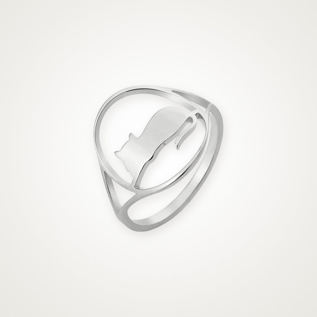 Anillo Gato elegante plateado