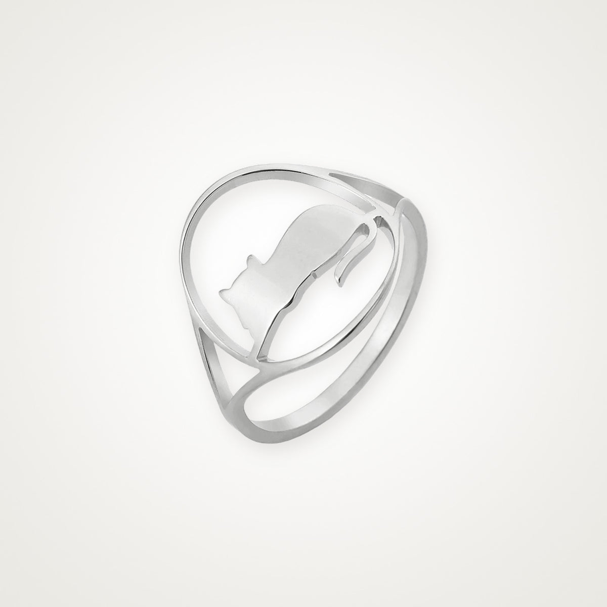 Anillo Gato elegante plateado