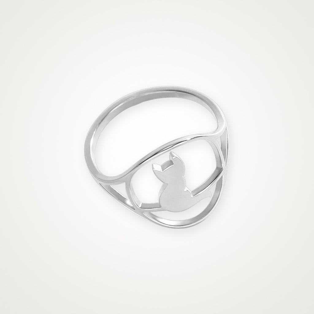 Anillo Gato sentado plateado