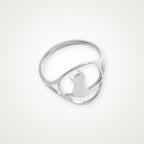 Anillo Gato sentado plateado