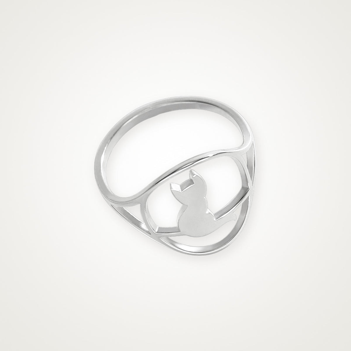 Anillo Gato sentado plateado