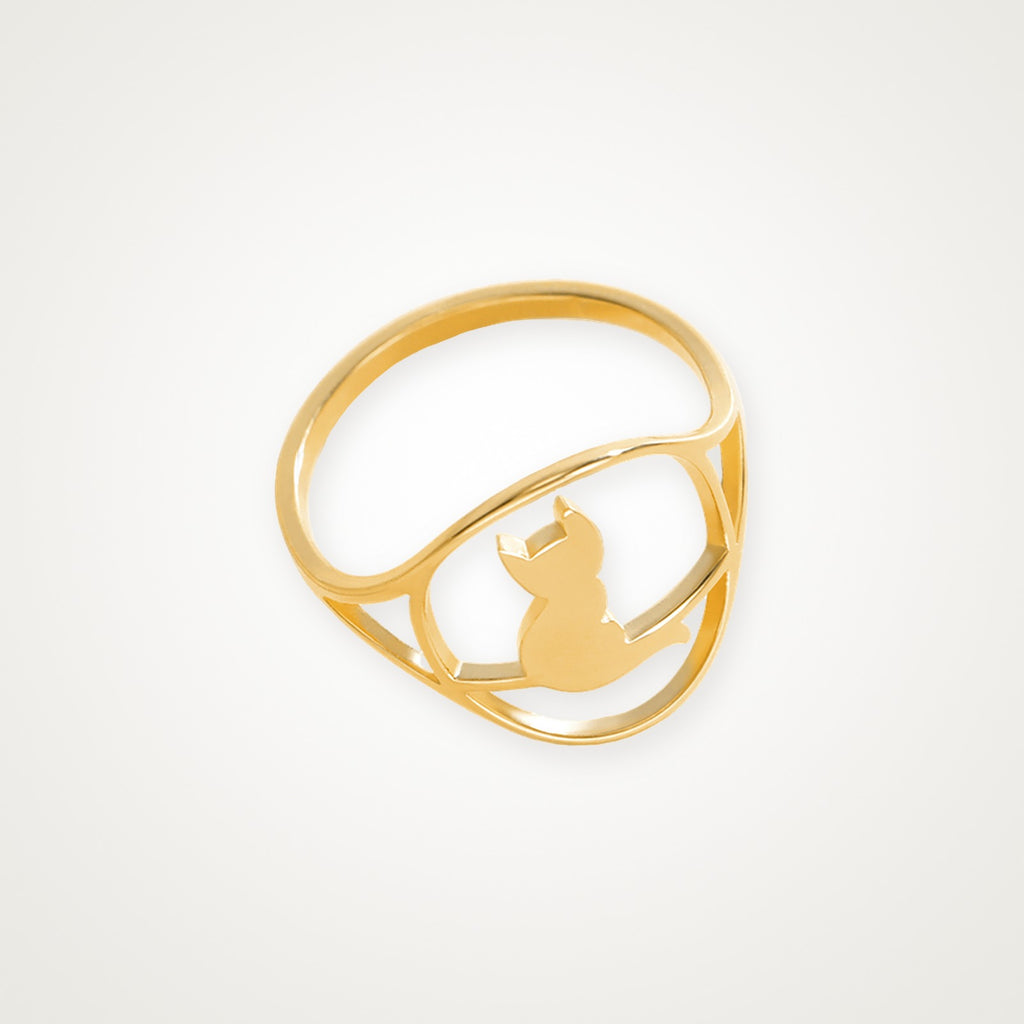 Anillo Gato sentado dorado
