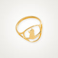 Anillo Gato sentado dorado
