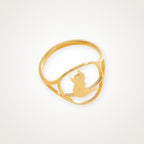 Anillo Gato sentado dorado