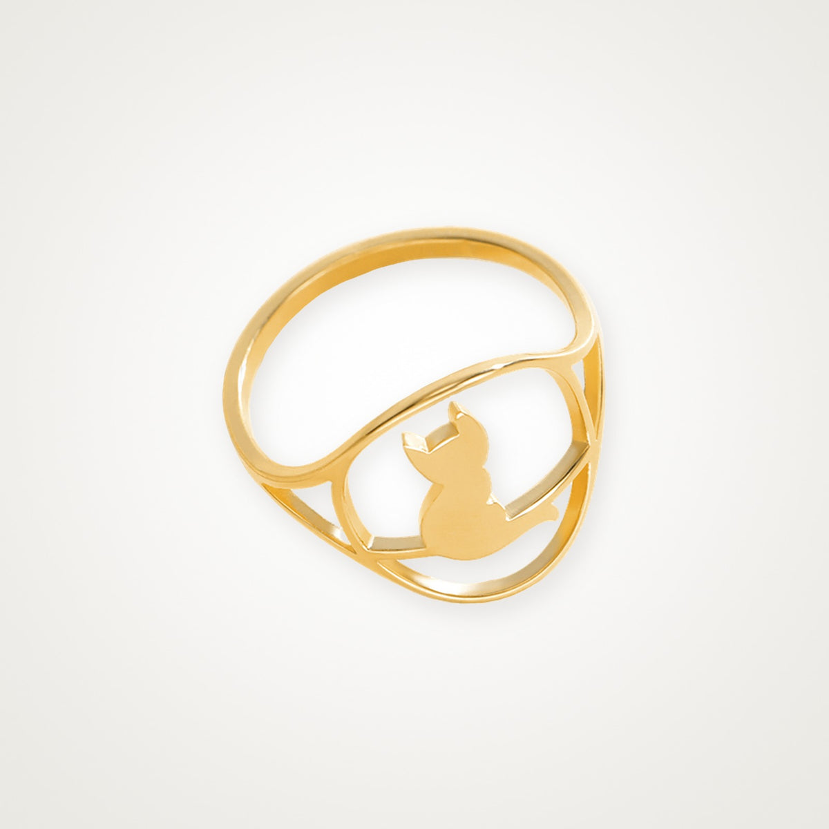 Anillo Gato sentado dorado