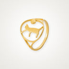 Anillo Gato y luna dorado