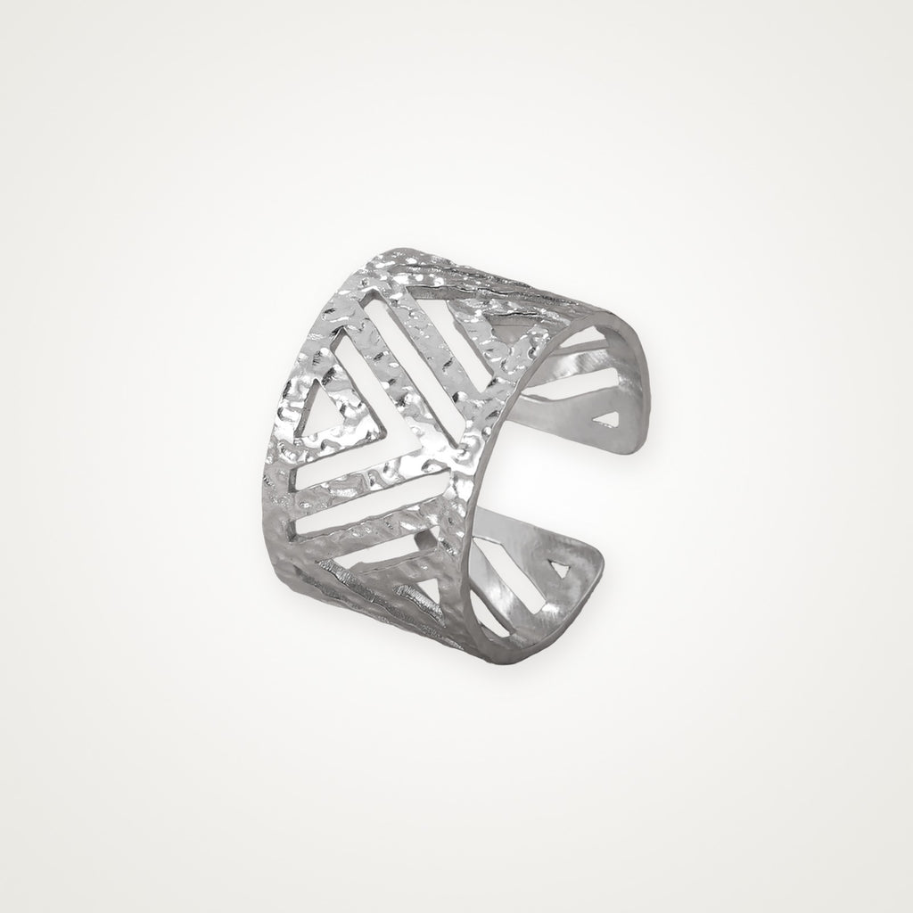 Anillo Geométrico calado plateado