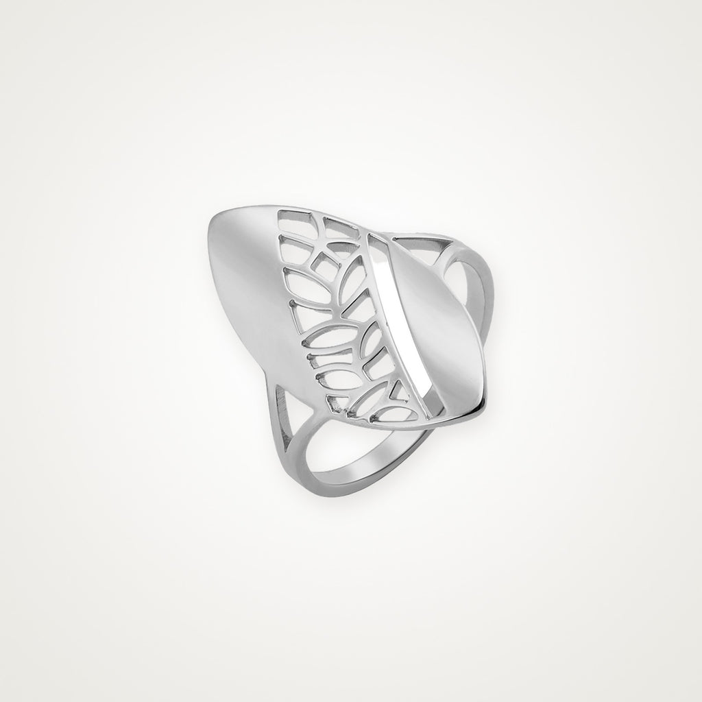 Anillo Hoja calada plateado