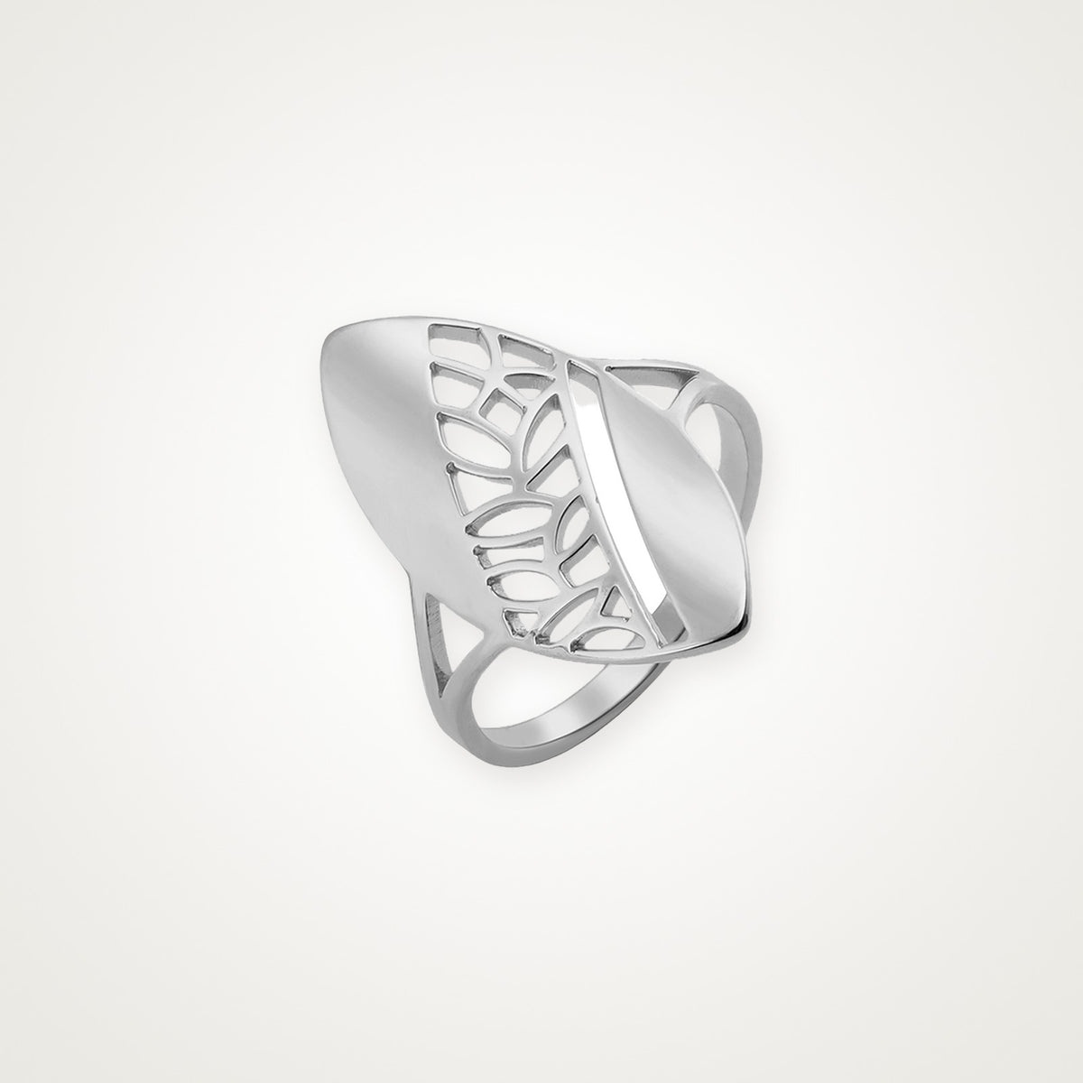 Anillo Hoja calada plateado