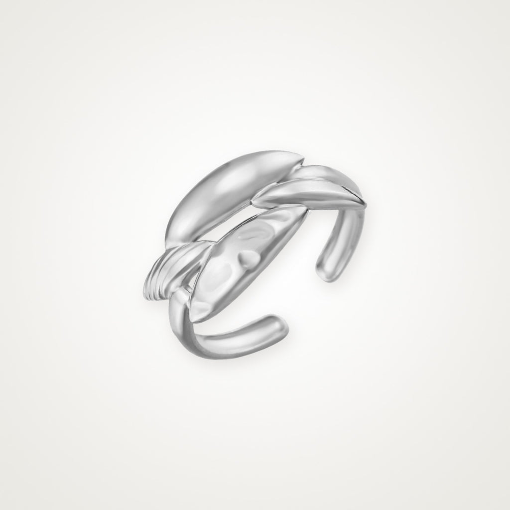 Anillo Hojas cruzadas plateado