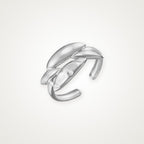 Anillo Hojas cruzadas plateado