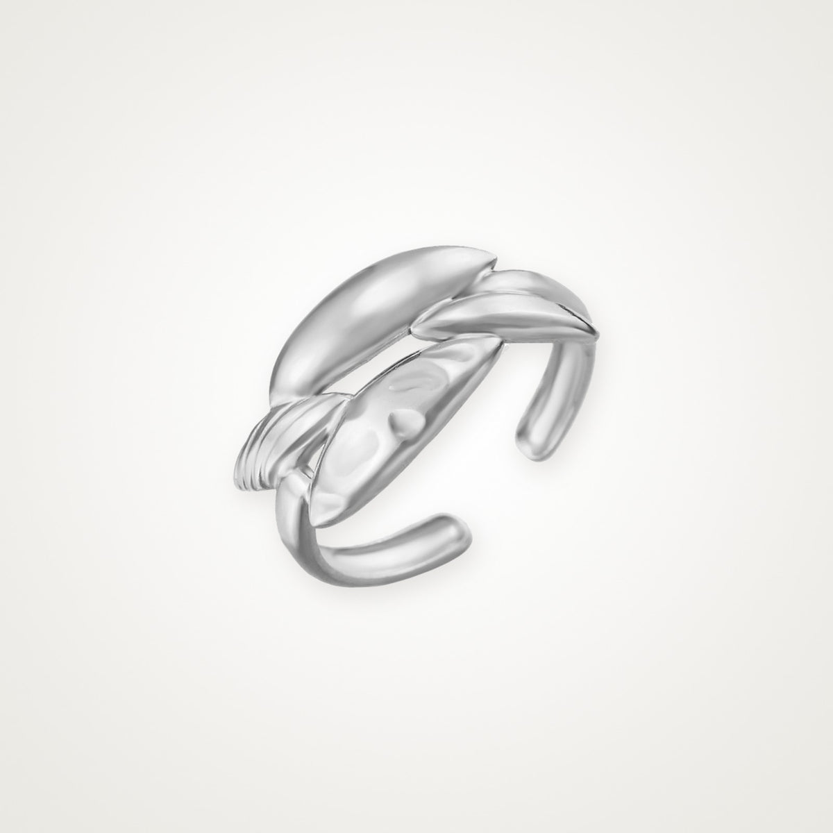 Anillo Hojas cruzadas plateado