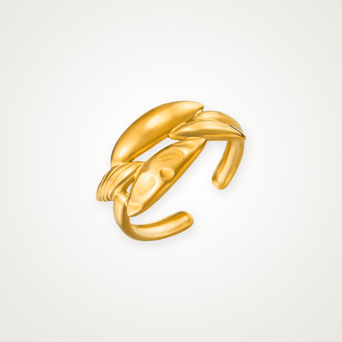 Anillo Hojas cruzadas dorado