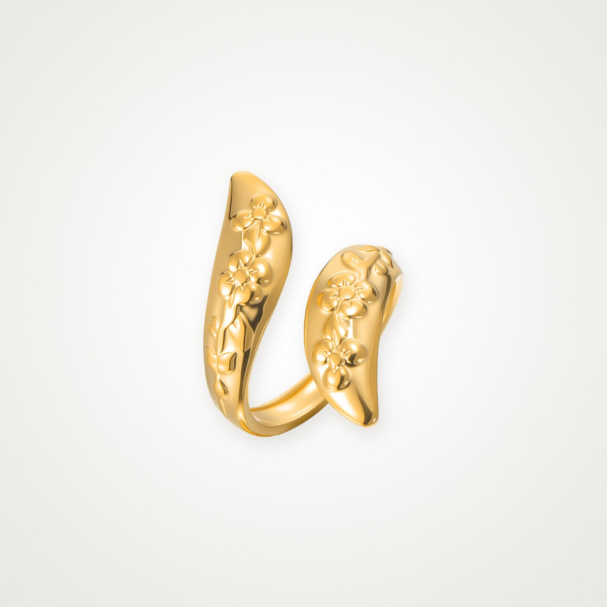Anillo Hojas grabadas dorado