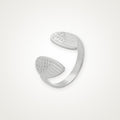 Anillo Hojas texturizadas plateado
