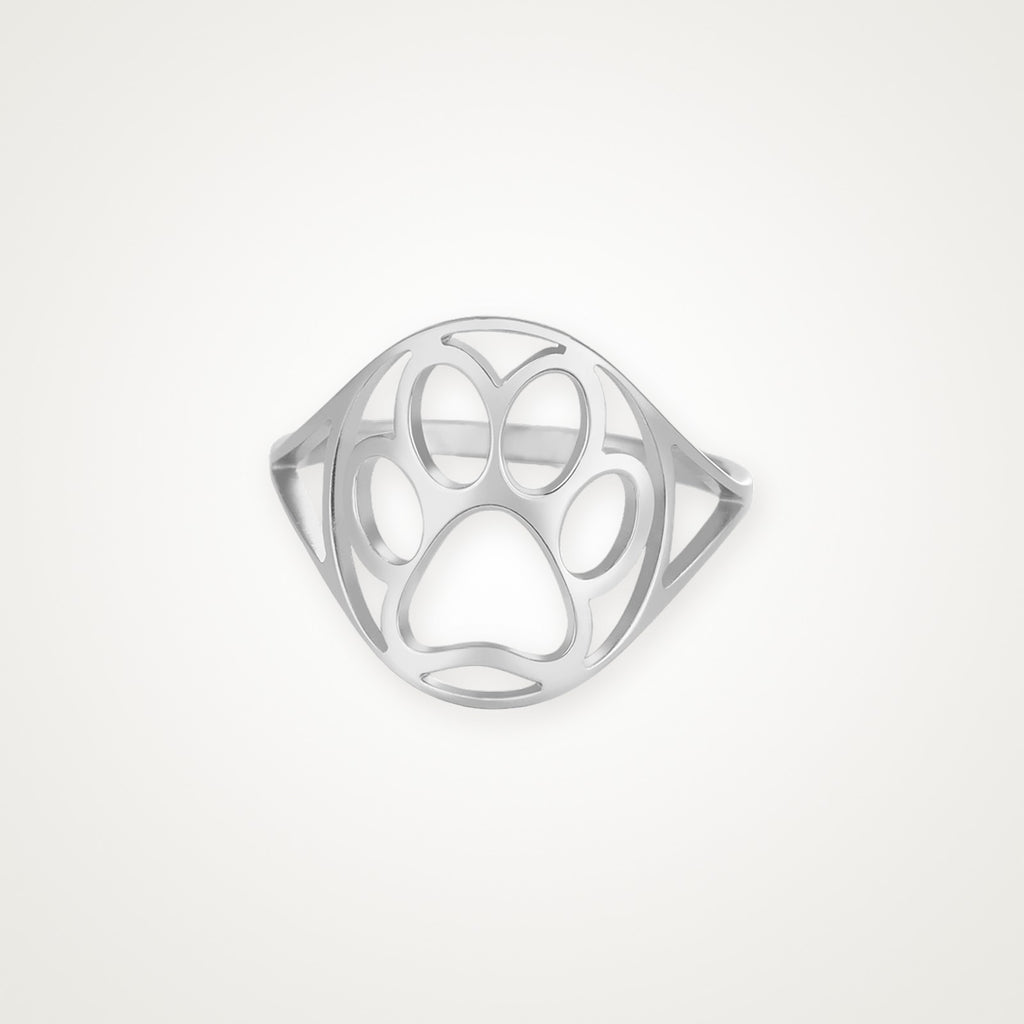 Anillo Huella en círculo plateado