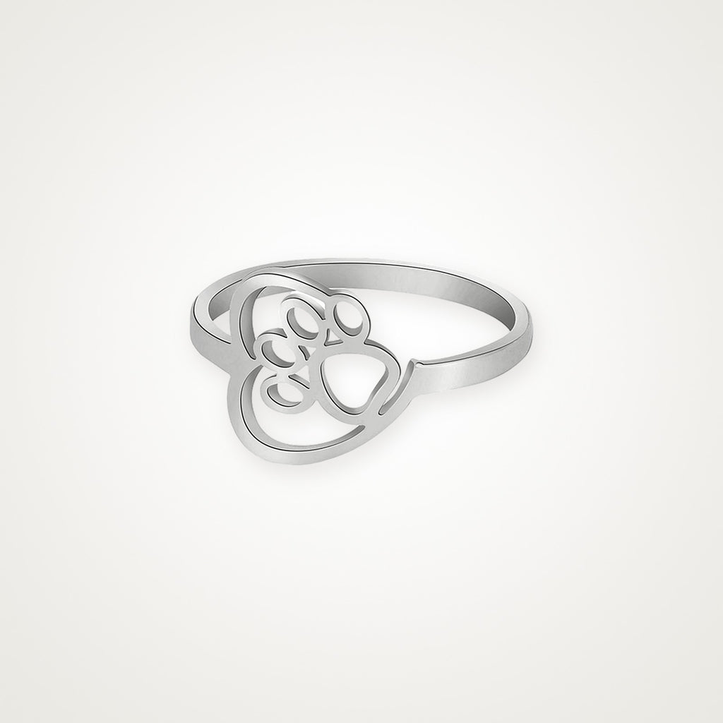 Anillo Huellita en el aro plateado