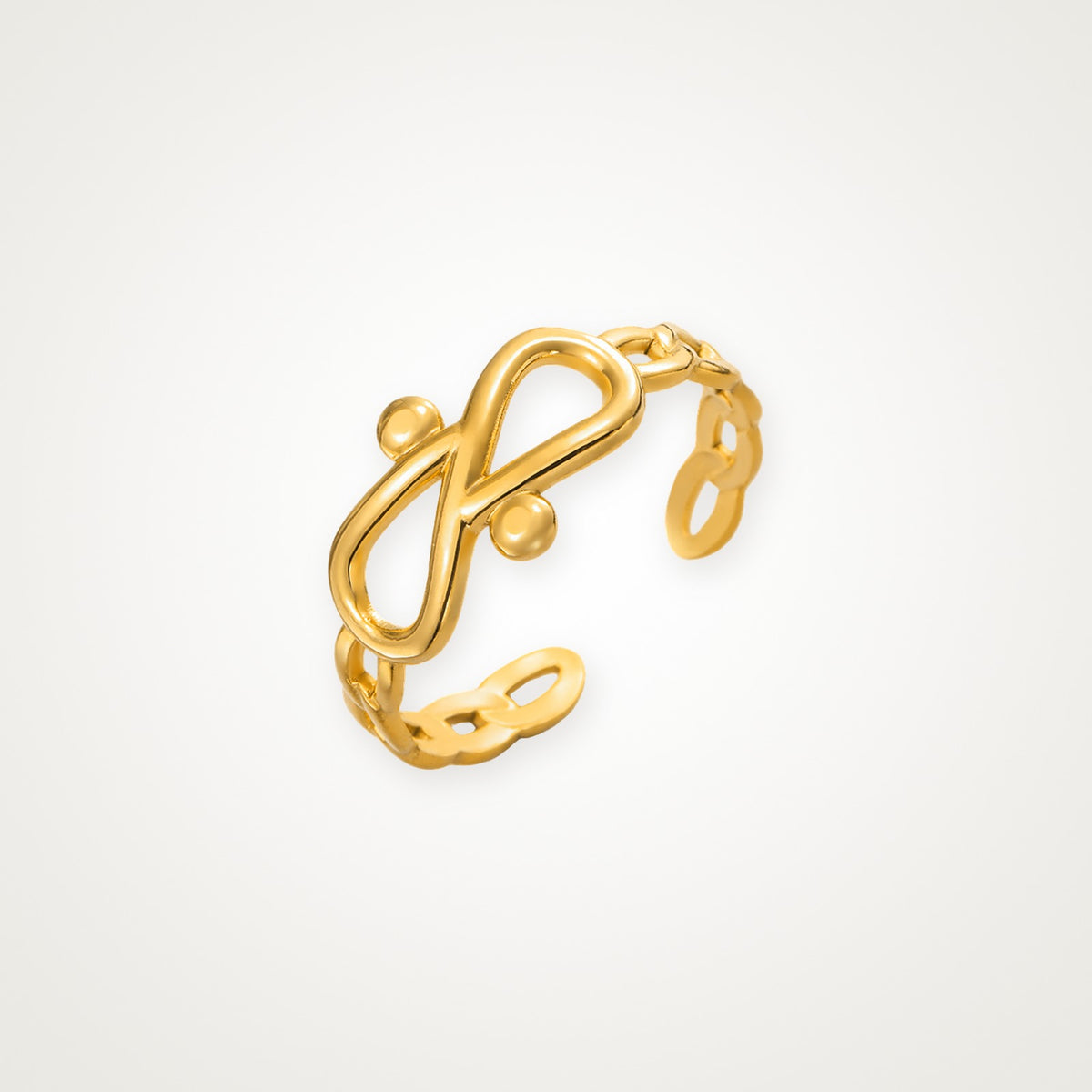 Anillo Infinito y cadena dorado