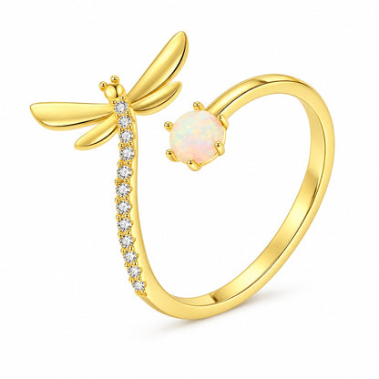 Anillo Libélula con Zirconias Ajustable