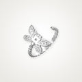 Anillo Libélula de hojas plateado