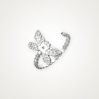 Anillo Libélula de hojas plateado