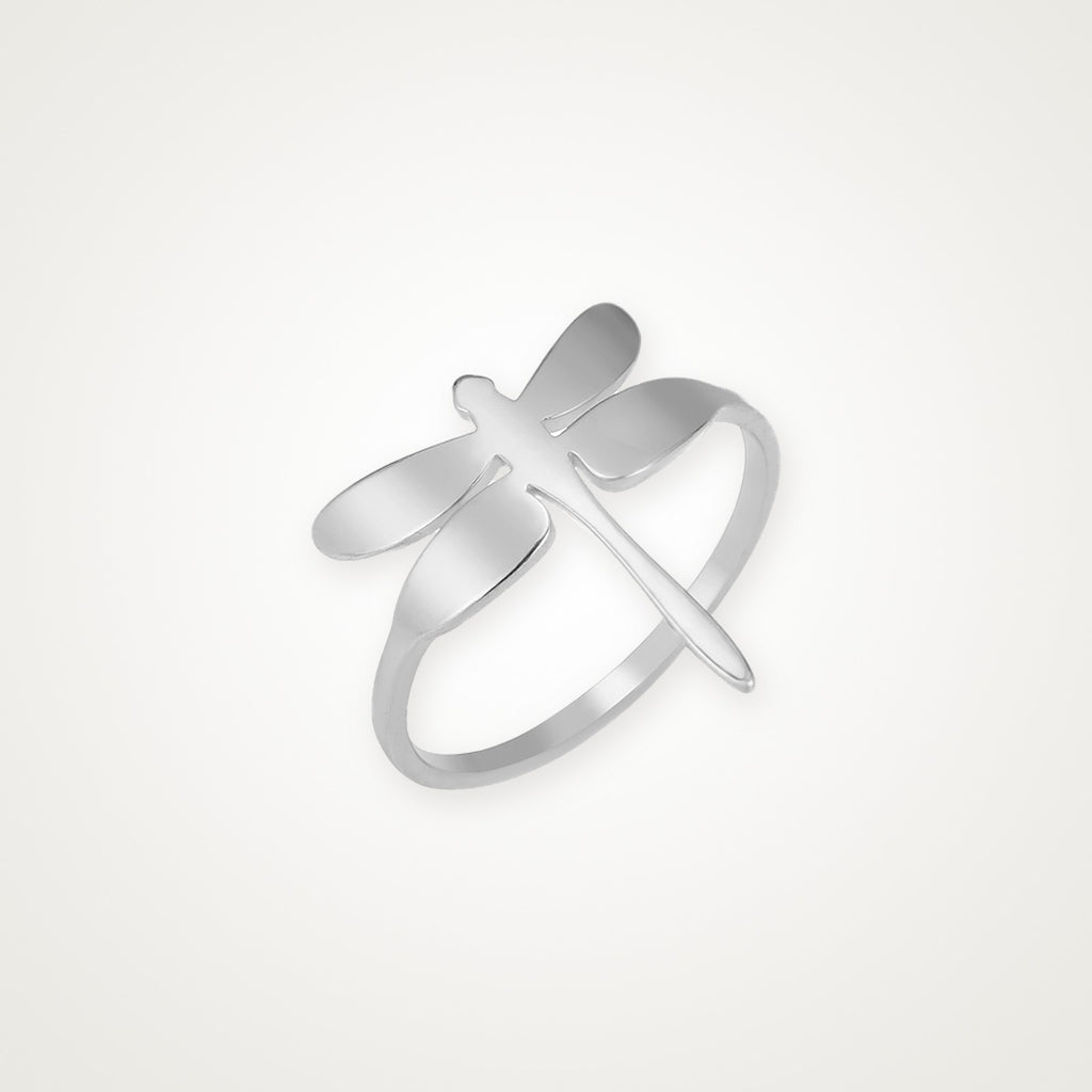 Anillo Libélula grande plateado