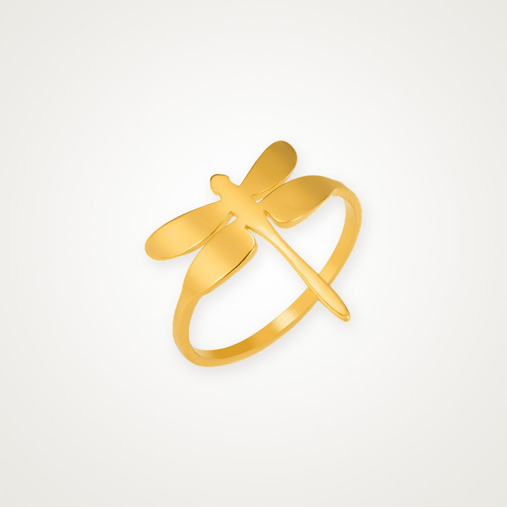 Anillo Libélula grande dorado
