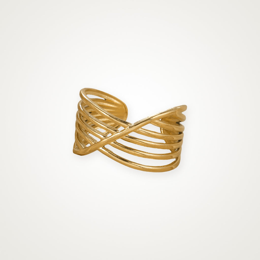 Anillo Líneas cruzadas dorado