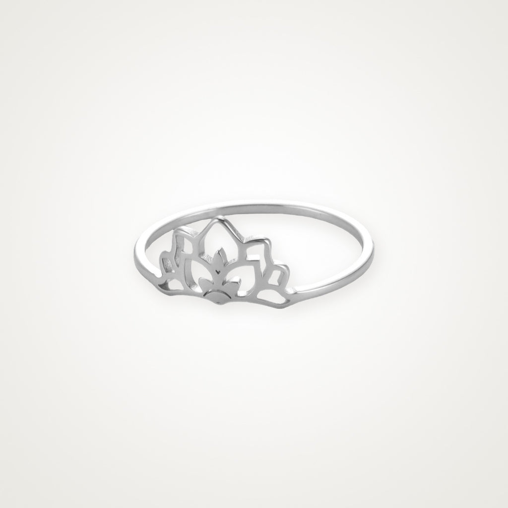 Anillo Loto abierto plateado