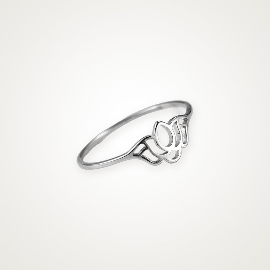 Anillo Loto de perfil plateado