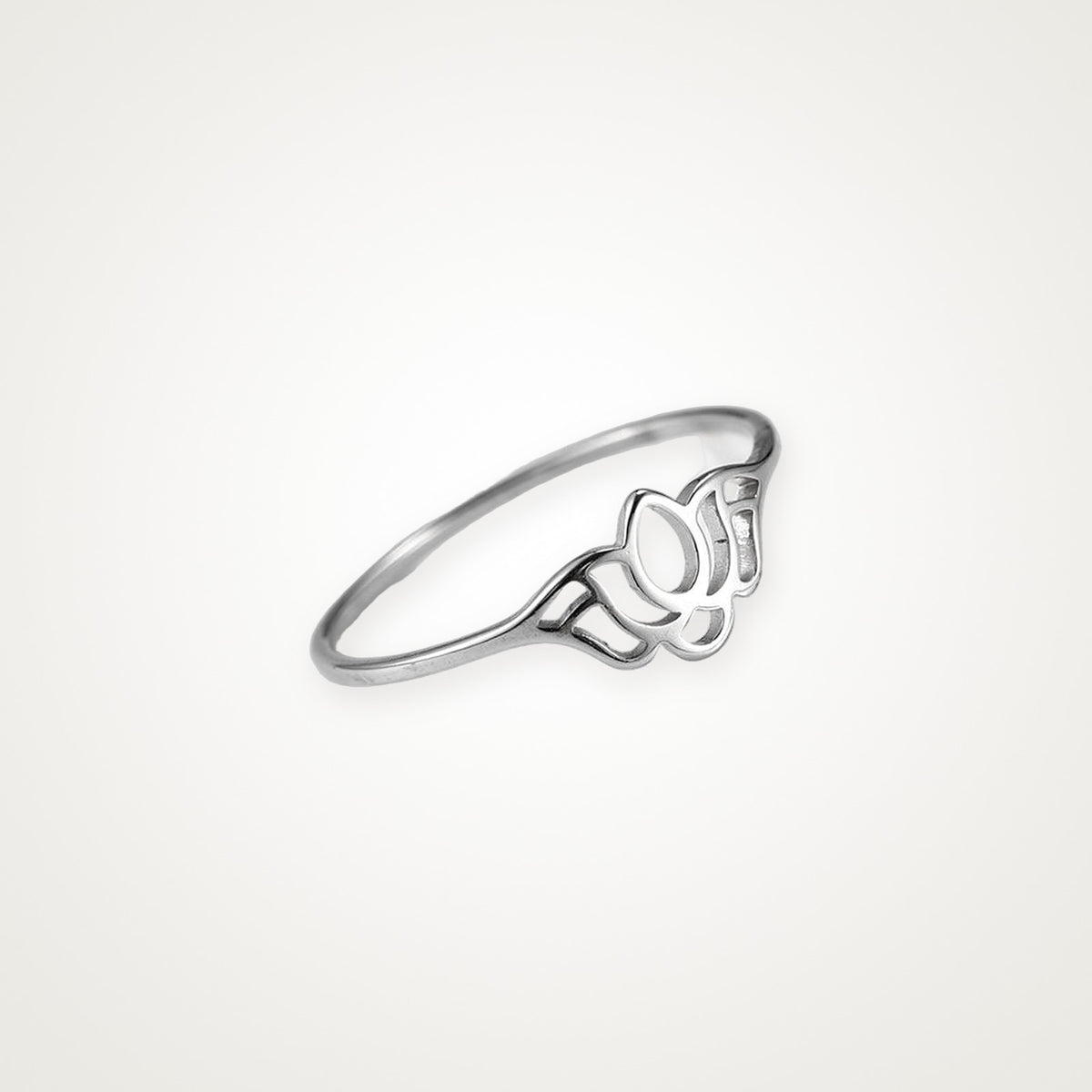 Anillo Loto de perfil plateado