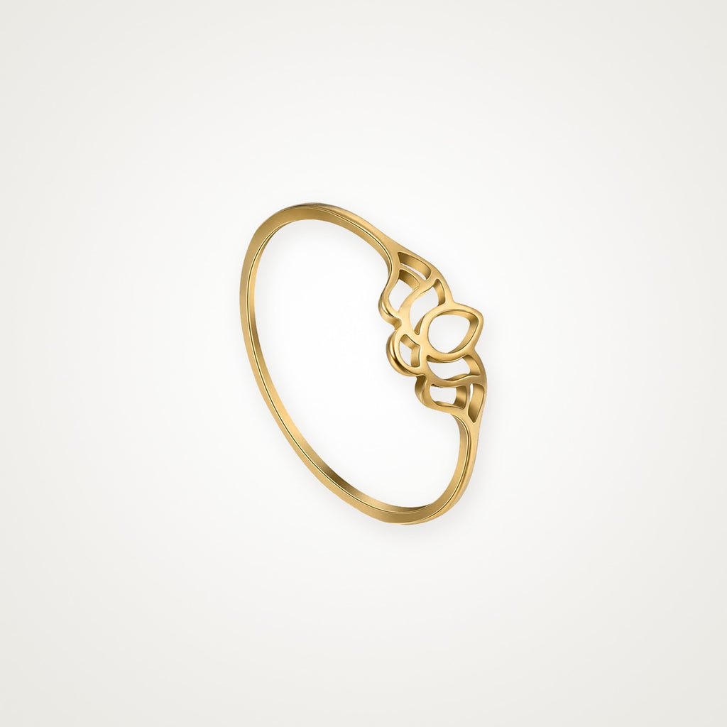 Anillo Loto de perfil dorado