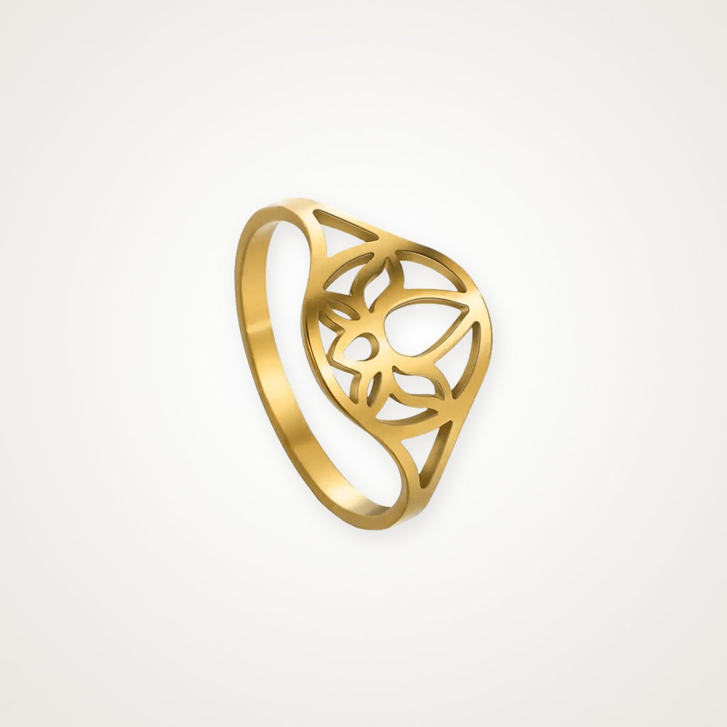 Anillo Loto en el aro dorado